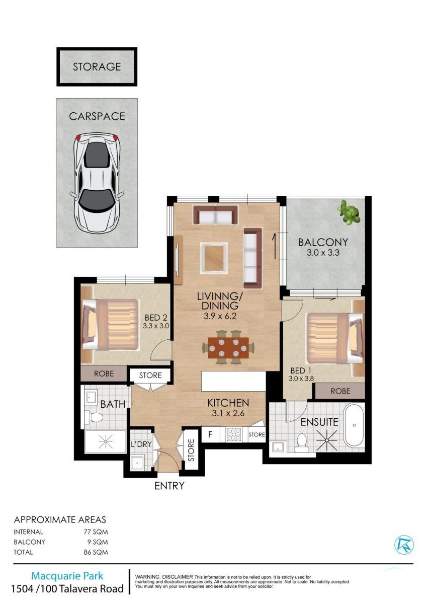 Floor plan, 1504/100 Talavera Road, Macquarie Park